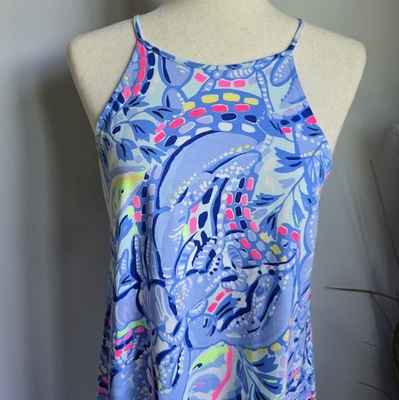 Lilly Pulitzer Margot Blue Pinch Pinch Tassel Swing Halter Sun Dress SZ Small - Picture 3 of 9